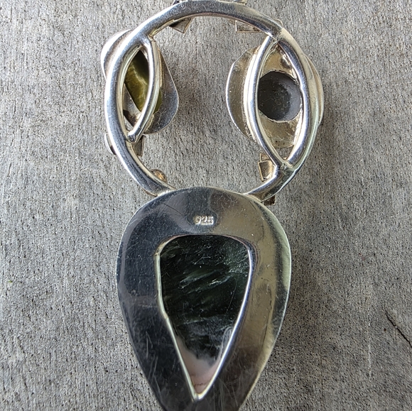 Seraphinite Art Piece Pendant in 925 Sterling Silver w/ Gold Vermeil (2.5") - Picture 15 of 16